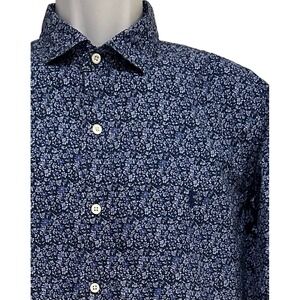 Polo Ralph Lauren Mens Shirt Blue Floral Long‎ Sleeve Button Embroidered Logo XL